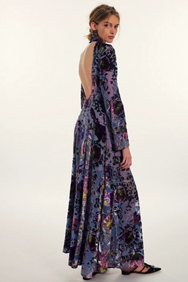 Bali Painterly Paisley Velvet Maxi Dress | Pacific City