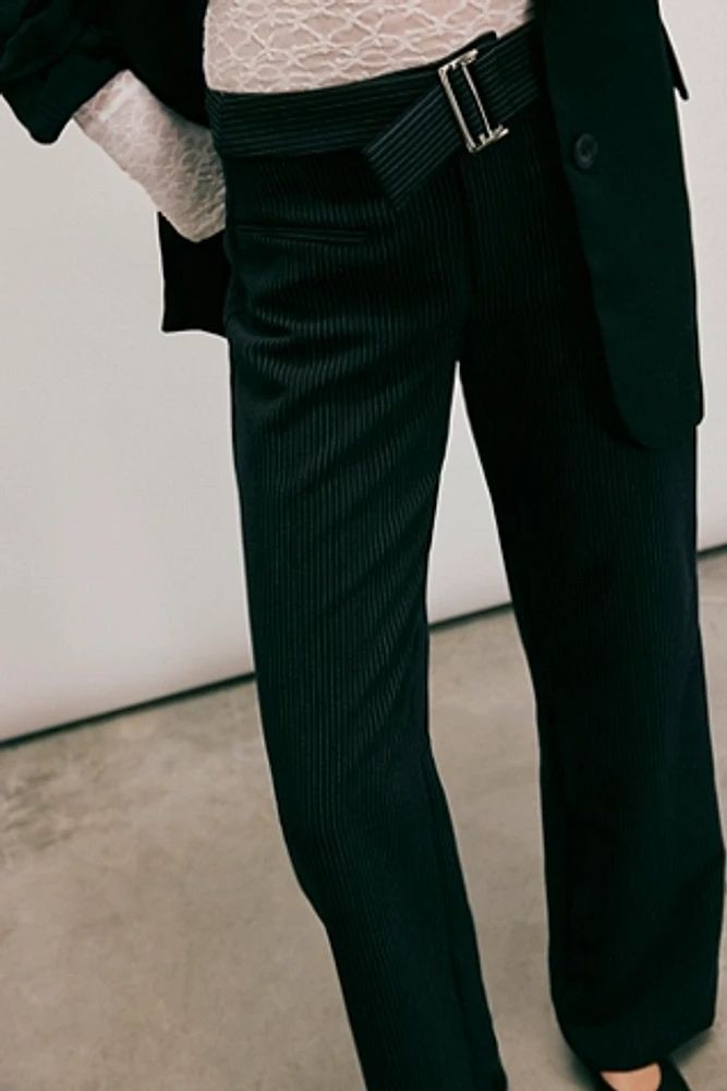 The Unknown Pinstripe Straight-Leg Trousers