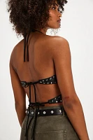 OneTeaspoon Leather Star Studded Top