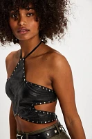 OneTeaspoon Leather Star Studded Top