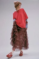 Return Of The Ruffle Maxi Slip Skirt