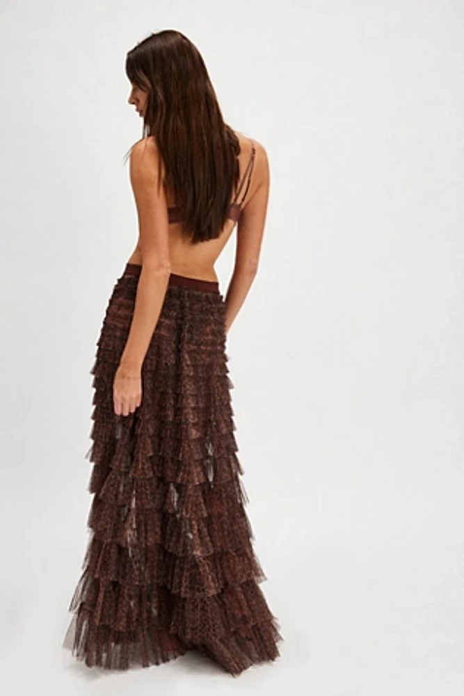 Return Of The Ruffle Maxi Slip Skirt