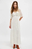 Anna Sui Poppy Embroidered Chiffon Maxi Dress