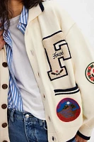 Found York Varsity Patch Collared Cardigan