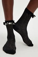 Crystal Craze Bow Lace Socks