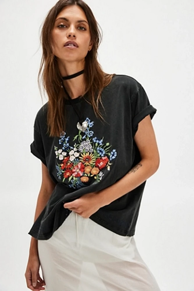 Embroidered Floral Tee