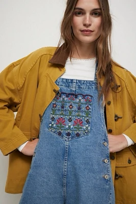 We The Free Sweet Pea Embroidered Overalls