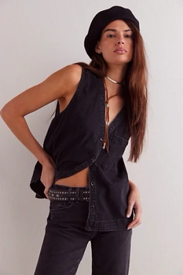 Black Denim South Side Vest