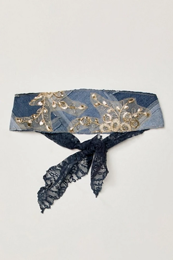 Denim Patchwork Soft Headband