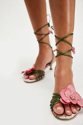 Carla Flower Wrap Heels
