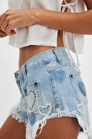 OneTeaspoon Dukes Studded Blue Heart Shorts