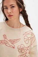 Denim and Bone Swan Doodle Embroidered Tee