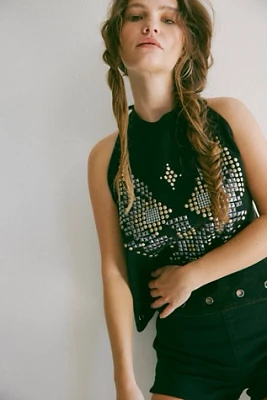 OneTeaspoon Studded Eagle Acid Wash Halter Top