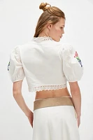 For Love & Lemons Mi Amore Embroidered Top