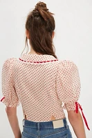 For Love & Lemons Dot Puff Sleeve Top