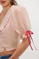 For Love & Lemons Dot Puff Sleeve Top