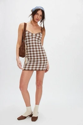 For Love & Lemons Gingham Knit Mini Dress