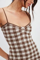 For Love & Lemons Gingham Knit Mini Dress