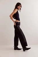 Tricia Fix Studded Benji Wide-Leg Jeans