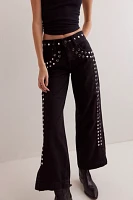 Tricia Fix Studded Benji Wide-Leg Jeans