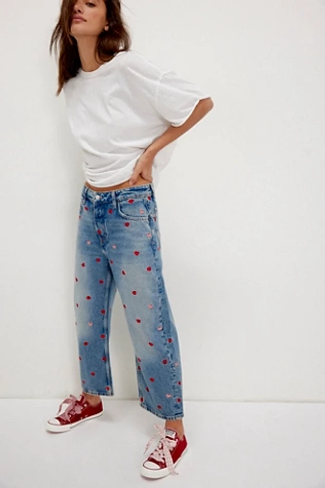We The Free Deep Trance Embroidered Dropped Boyfriend Jeans