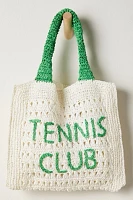 Tennis Club Raffia Tote Bag