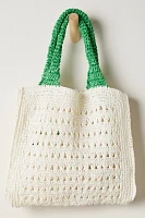 Tennis Club Raffia Tote Bag