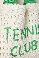 Tennis Club Raffia Tote Bag