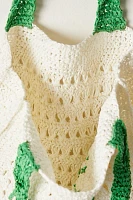 Tennis Club Raffia Tote Bag