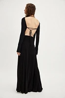 Norma Kamali Pleated Solid Long Skirt