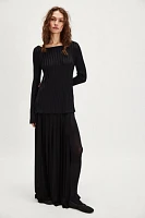 Norma Kamali Pleated Solid Long Skirt