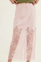 LoveShackFancy Ilene Satin Lace Maxi Skirt