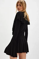 Norma Kamali Deep V Ruffle Dress