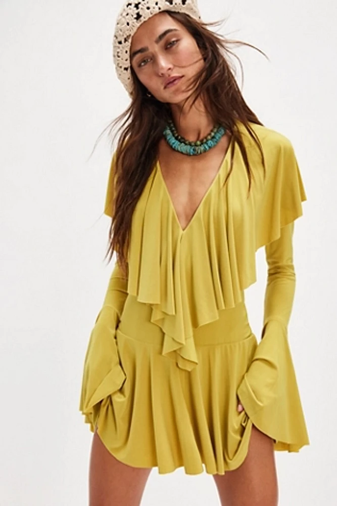 Norma Kamali Deep V Ruffle Dress
