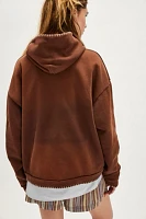 Found Stitched Border Distressed Hoodie