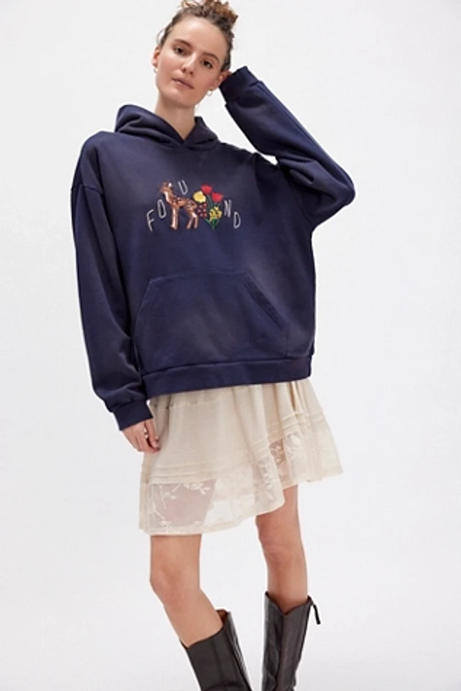 Found Floral Embroidered Deer Hoodie