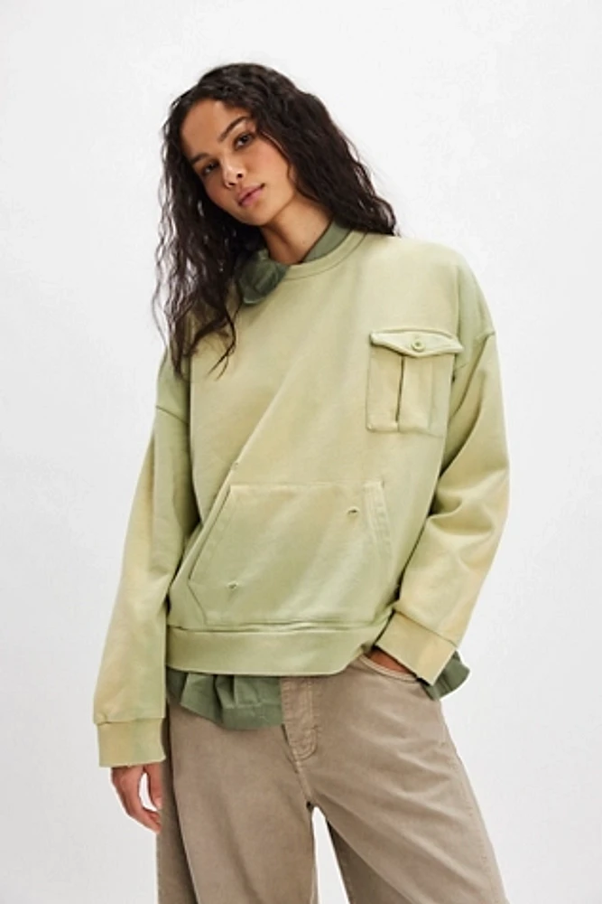 Found Faded Pocket Crewneck