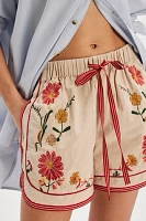 Coastal Blooms Embroidered Pull-On Shorts