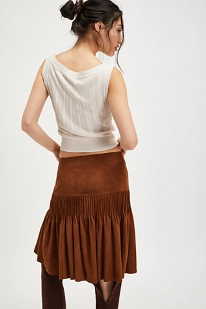 Nigel Preston Pintuck Suede Skirt