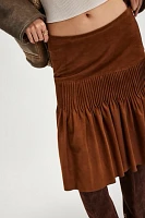 Nigel Preston Pintuck Suede Skirt