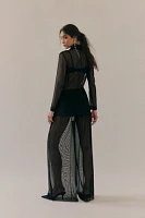 Norma Kamali Single-Breasted Sheer Suit Set