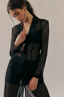 Norma Kamali Single-Breasted Sheer Suit Set