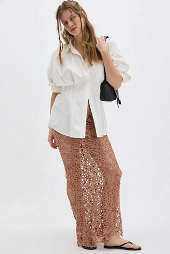 Norma Kamali Obie Lace Long Skirt