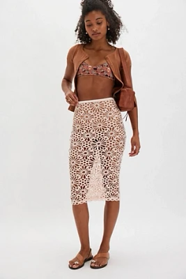 Norma Kamali Lace Straight Knee Skirt