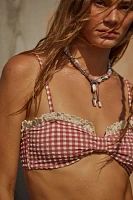 For Love & Lemons Gingham Bandeau Bikini Swim Top