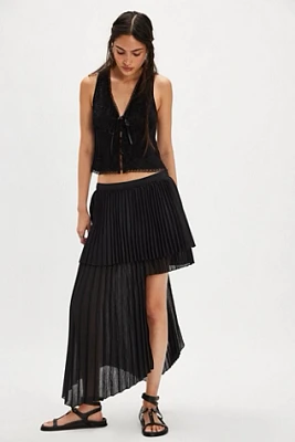 ESTHE Pleated Double Layer Asymmetrical Skirt