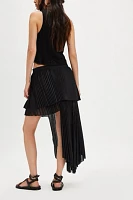 ESTHE Pleated Double Layer Asymmetrical Skirt