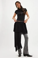 ESTHE Pleated Double Layer Asymmetrical Skirt