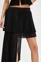 ESTHE Pleated Double Layer Asymmetrical Skirt