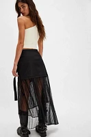 ESTHE Pleated Asymmetric Midi Skirt
